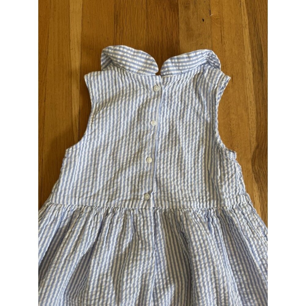 H&M Seersucker Dress Girls Sz 6 White Blue Striped Coastal Resort Nautical - Picture 5 of 7